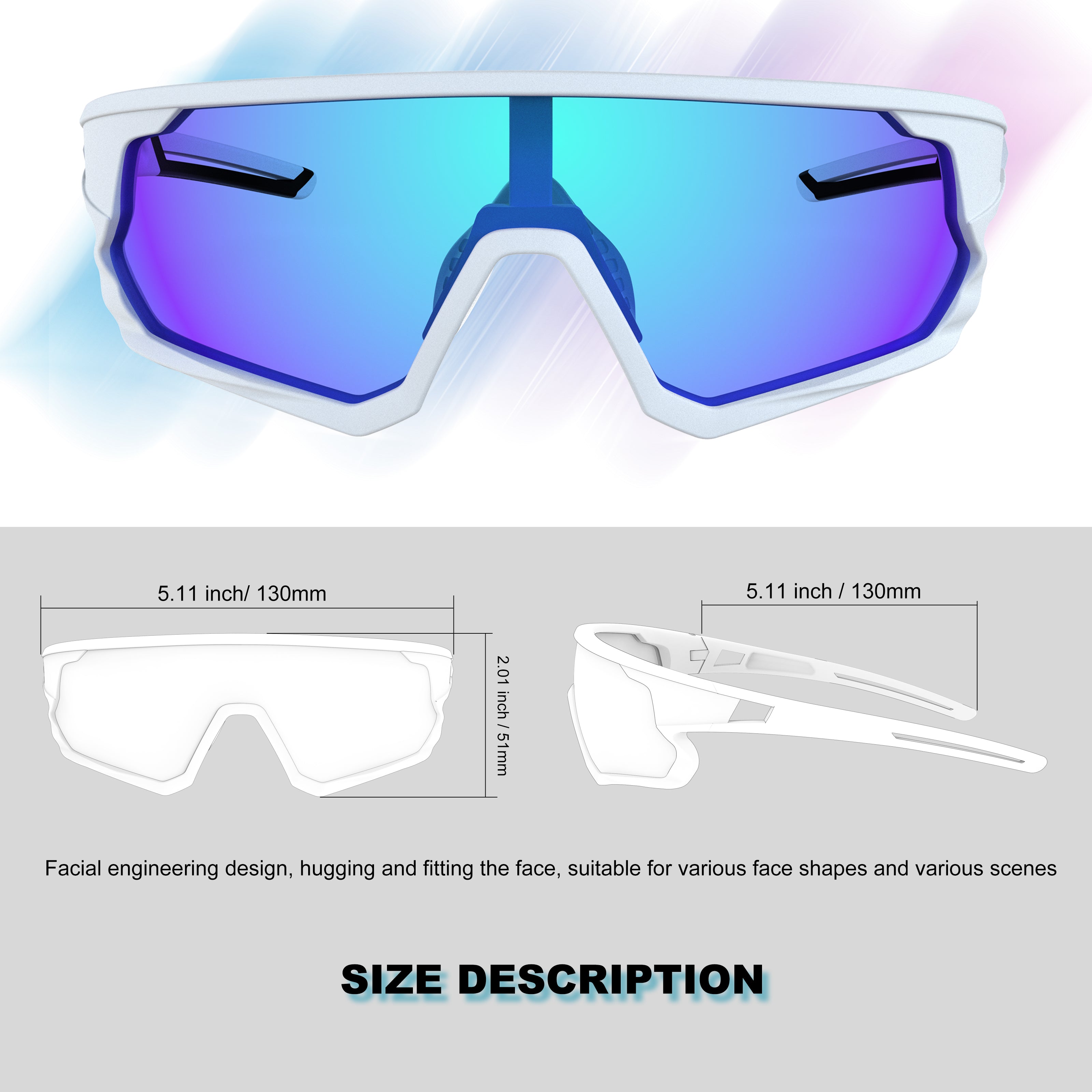 Polarized Cycling Glasses,Sports Sunglasses for Men and Women, UV Protection Glasses for Running, Fishing, Driving