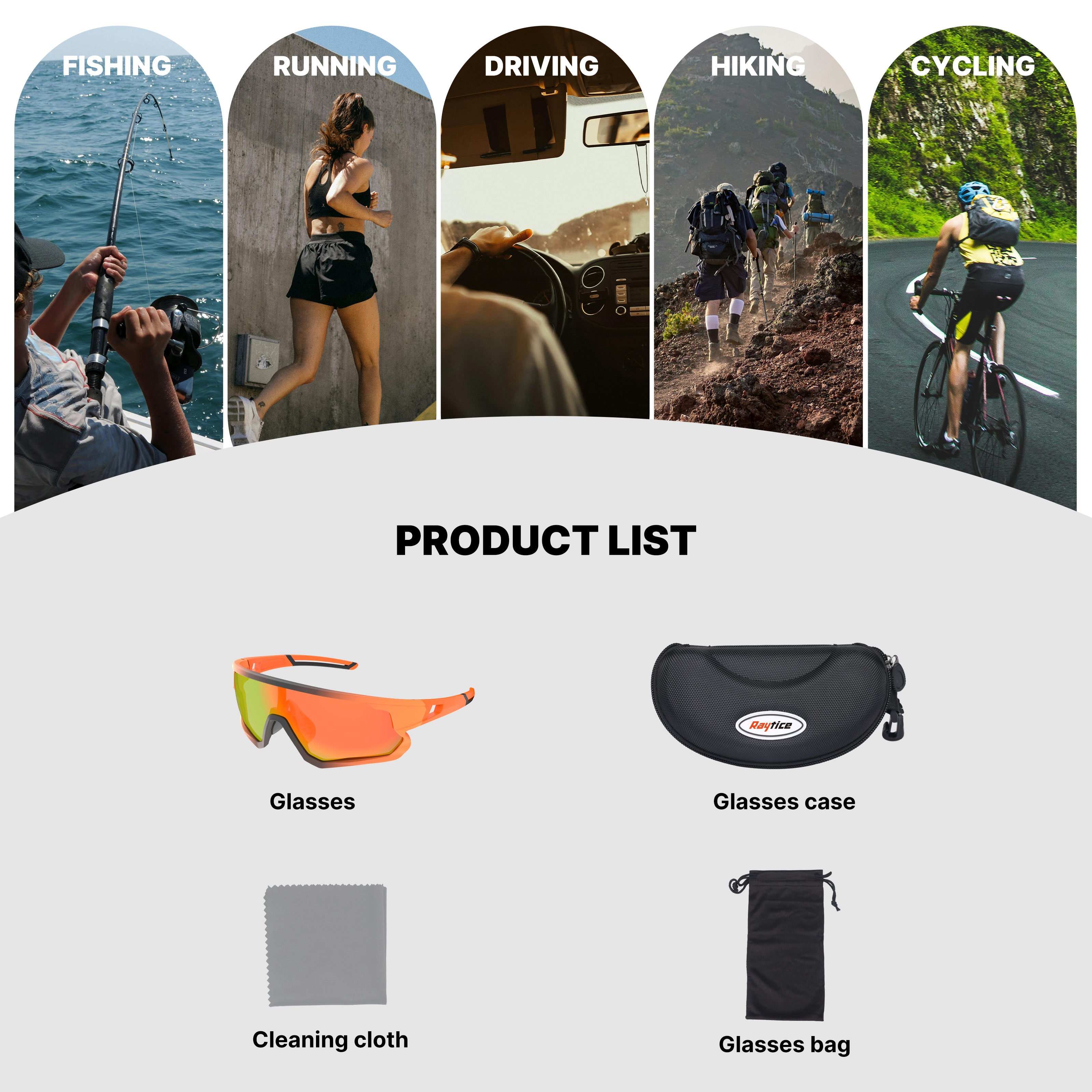 Polarized Cycling Glasses,Sports Sunglasses for Men and Women, UV Protection Glasses for Running, Fishing, Driving