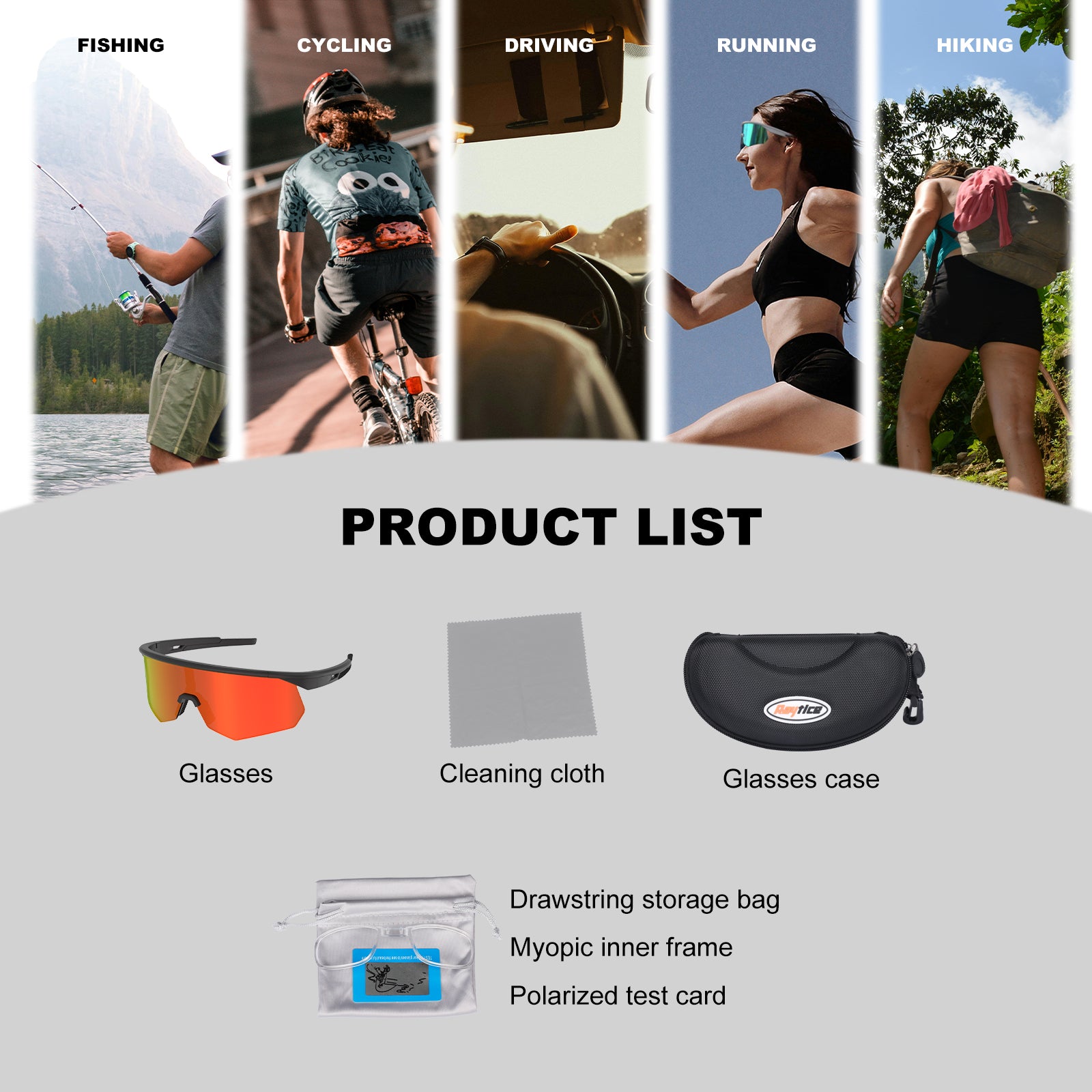 Polarized Sports Sunglasses for Men Women, UV400 Protection Driving Fishing Cycling Running Mountain Bike Sunglasses