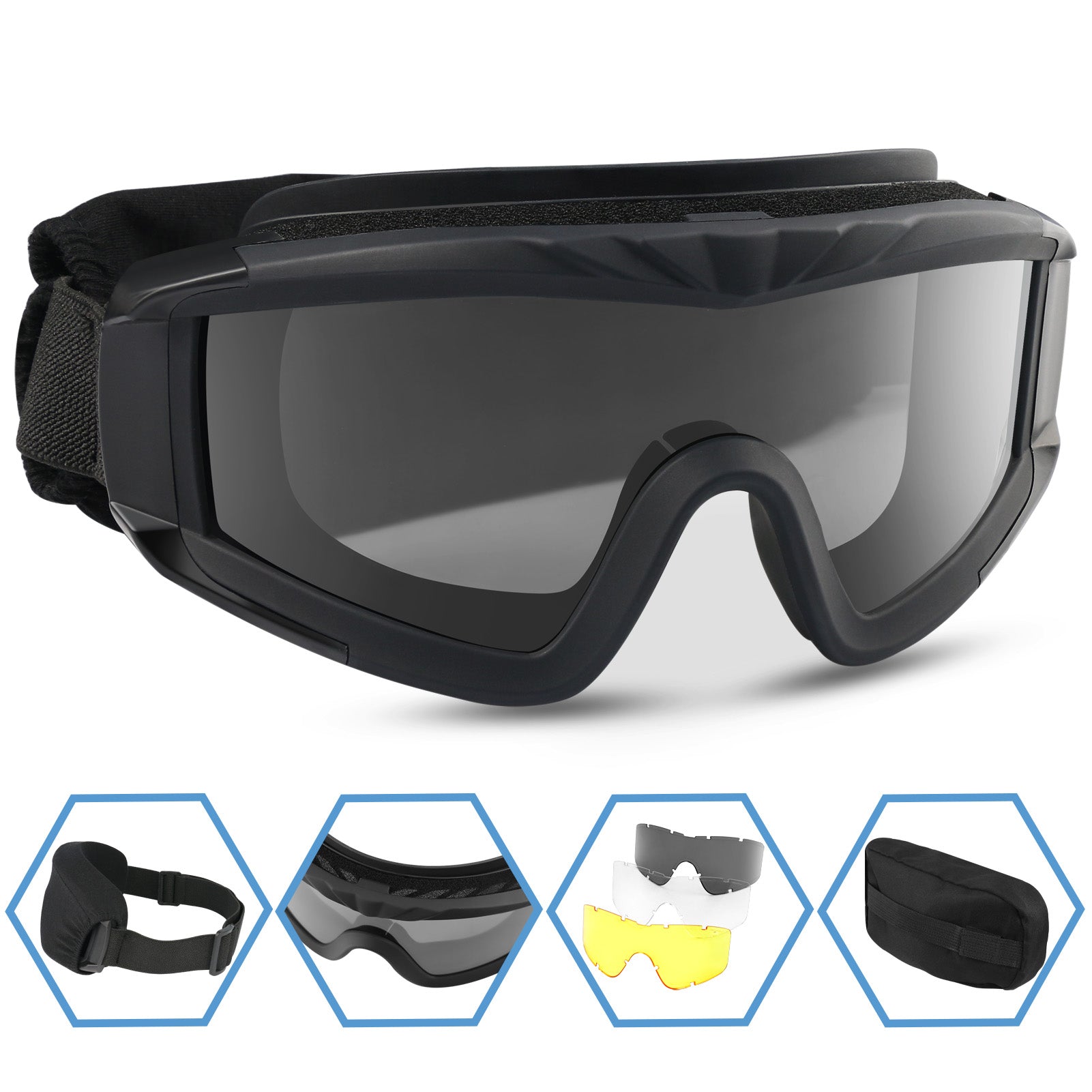 Airsoft Goggles Tactical Safety Goggles Anti Fog Glasses Hunting Cycling
