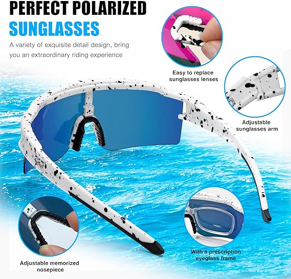 Polarized Golf Glasses, TR90 Sports Sunglasses for Men Women, Baseball Sunglasses Cycling Sunglasses