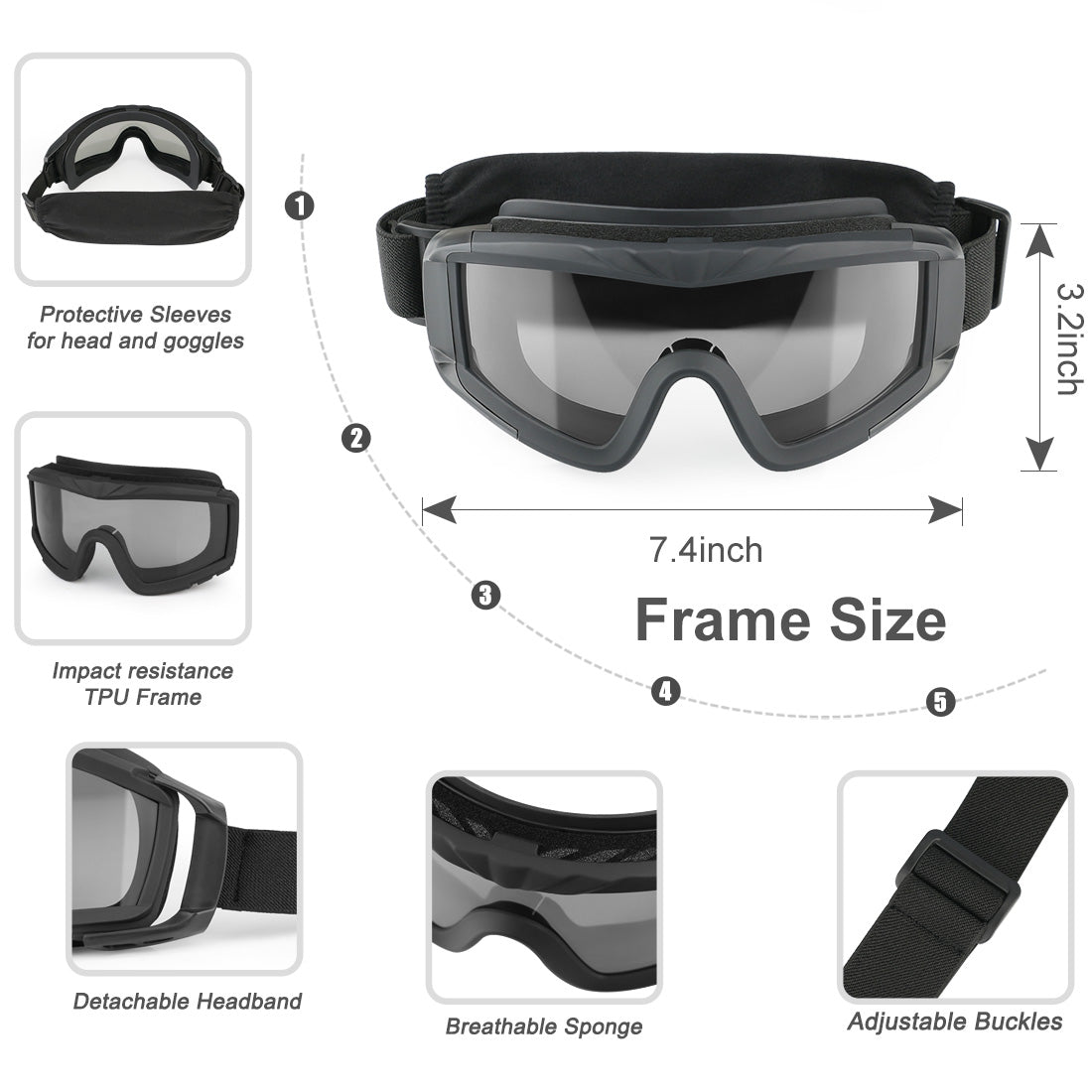 Airsoft Goggles Tactical Safety Goggles Anti Fog Glasses Hunting Cycli